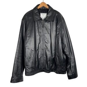 Clipper Mist by London Fog Mens Black Leather Jacket Full Zip Collared XL